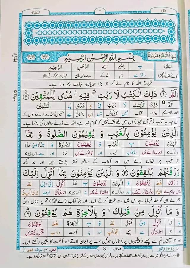 An inside page of NoorulQuran el Hakeem